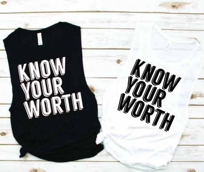 Know Your Worth Muscle Tank - Empower Collection by Hustle and Soul Clothing - Hustle and Soul Clothing