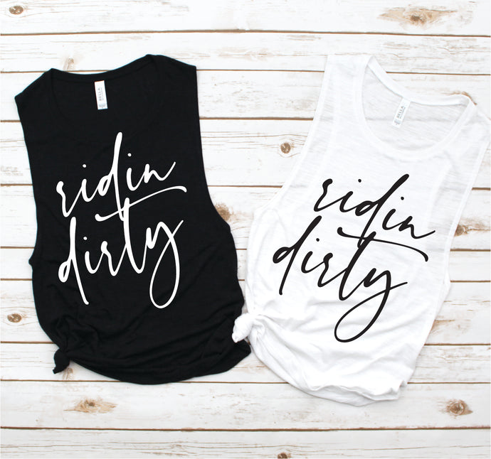 Riding Dirty Spin Muscle Tank - Fitness Tees by Hustle and Soul Clothing - Hustle and Soul Clothing